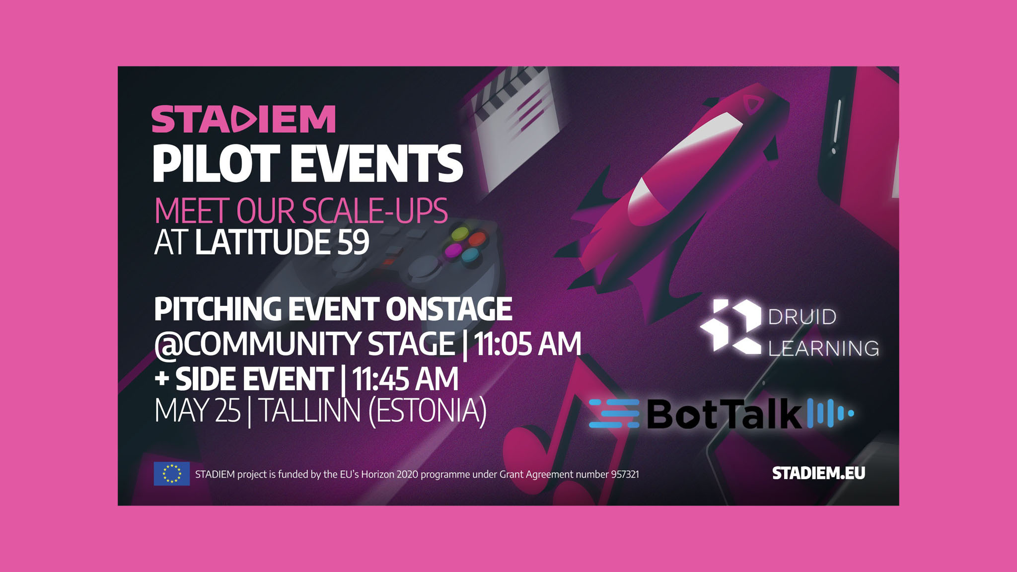 Promo card for STADIEM Pilot Event at Latitude59